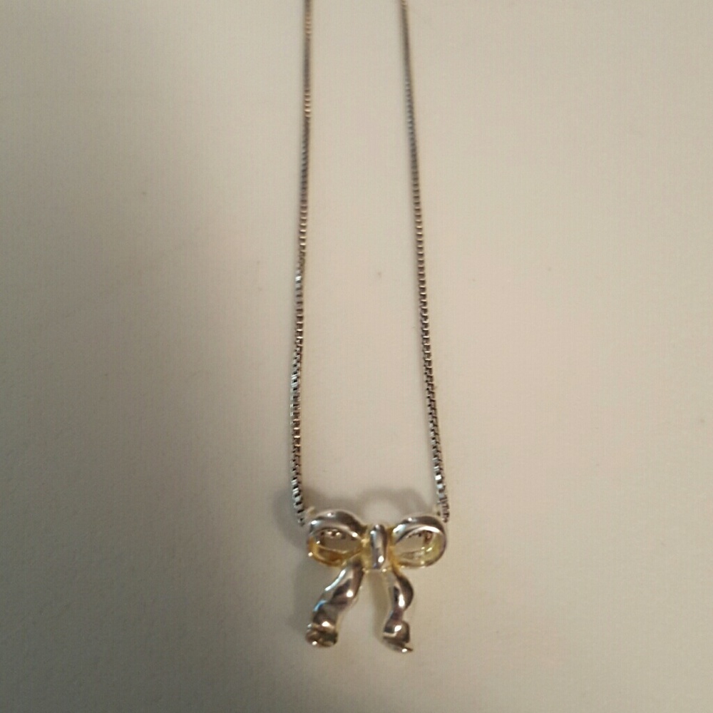 Children's two toned bow necklace